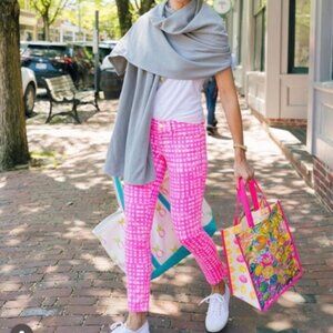 NWOT Lilly Pulitzer South Ocean Skinny Crop Jeans Pink Tropics women's size 10